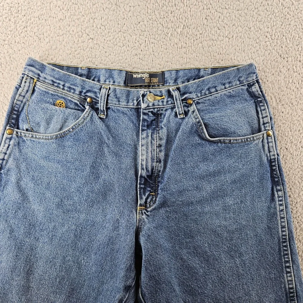 Wrangler Jeans Mens 36x30 Blue Denim George Strait Cowboy Cut Straight Western